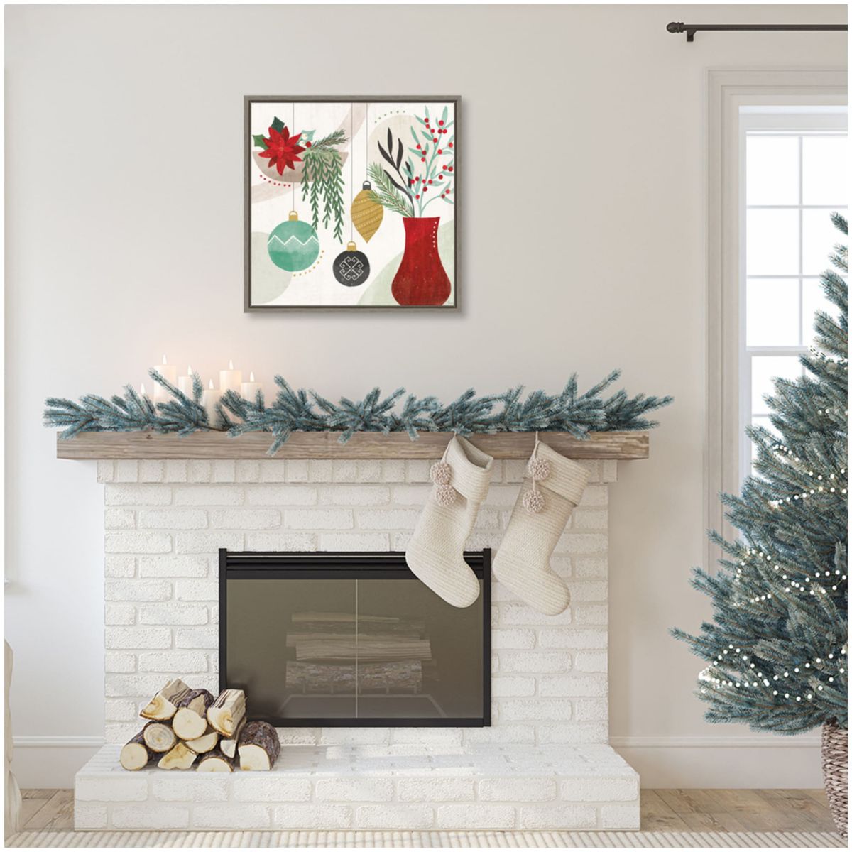 Deco Holiday III Framed Canvas Wall Art Print