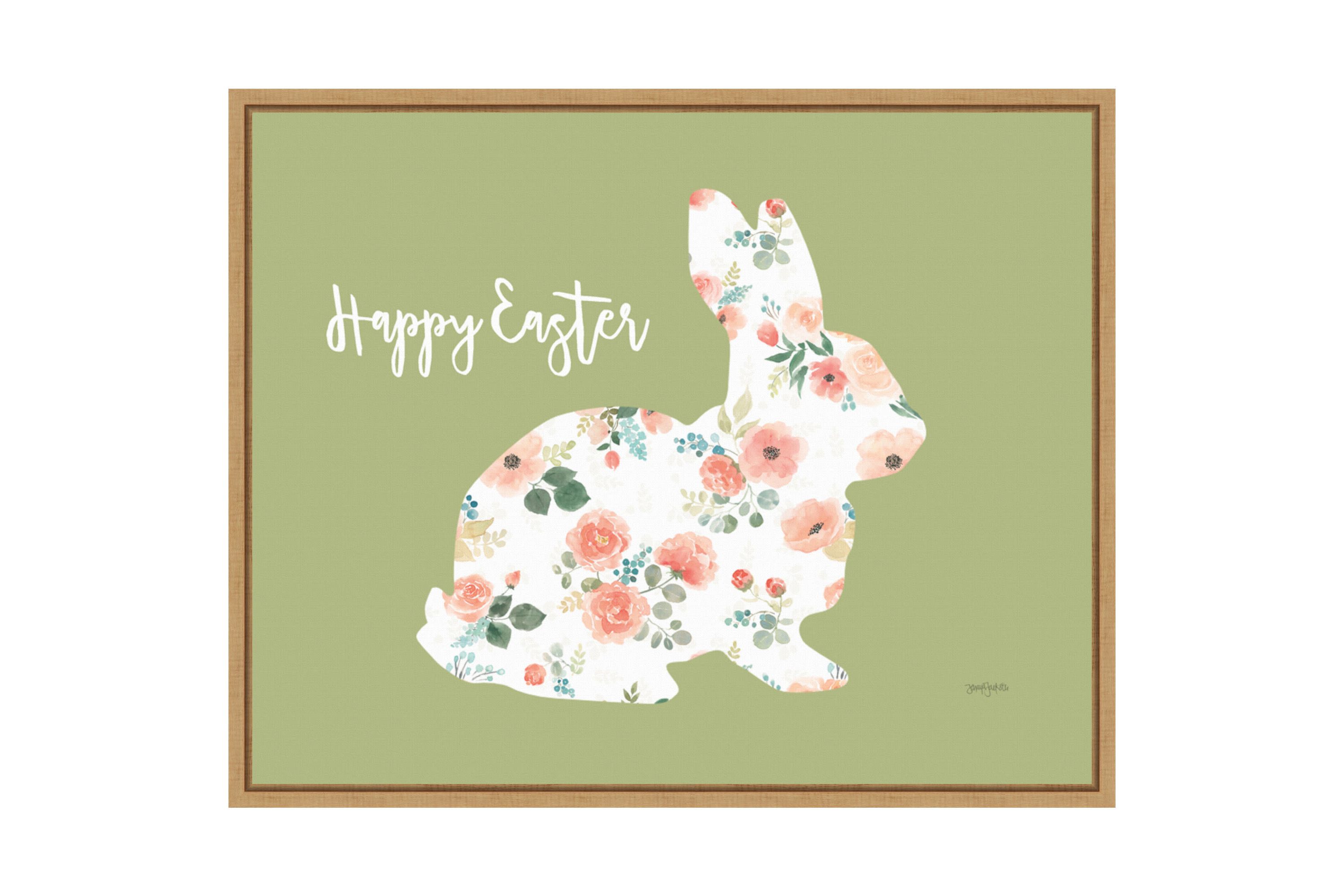 Blooming Delight Bunny II Framed Canvas Wall Art Print
