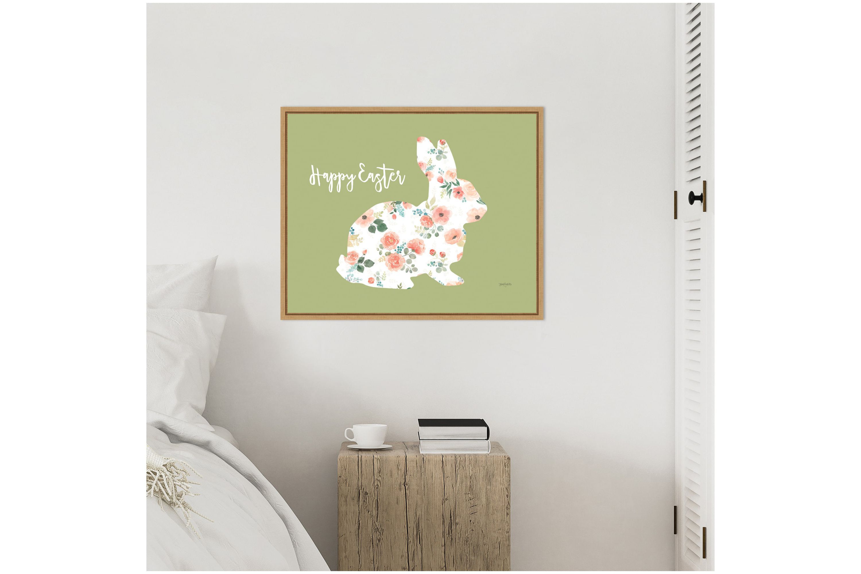 Blooming Delight Bunny II Framed Canvas Wall Art Print