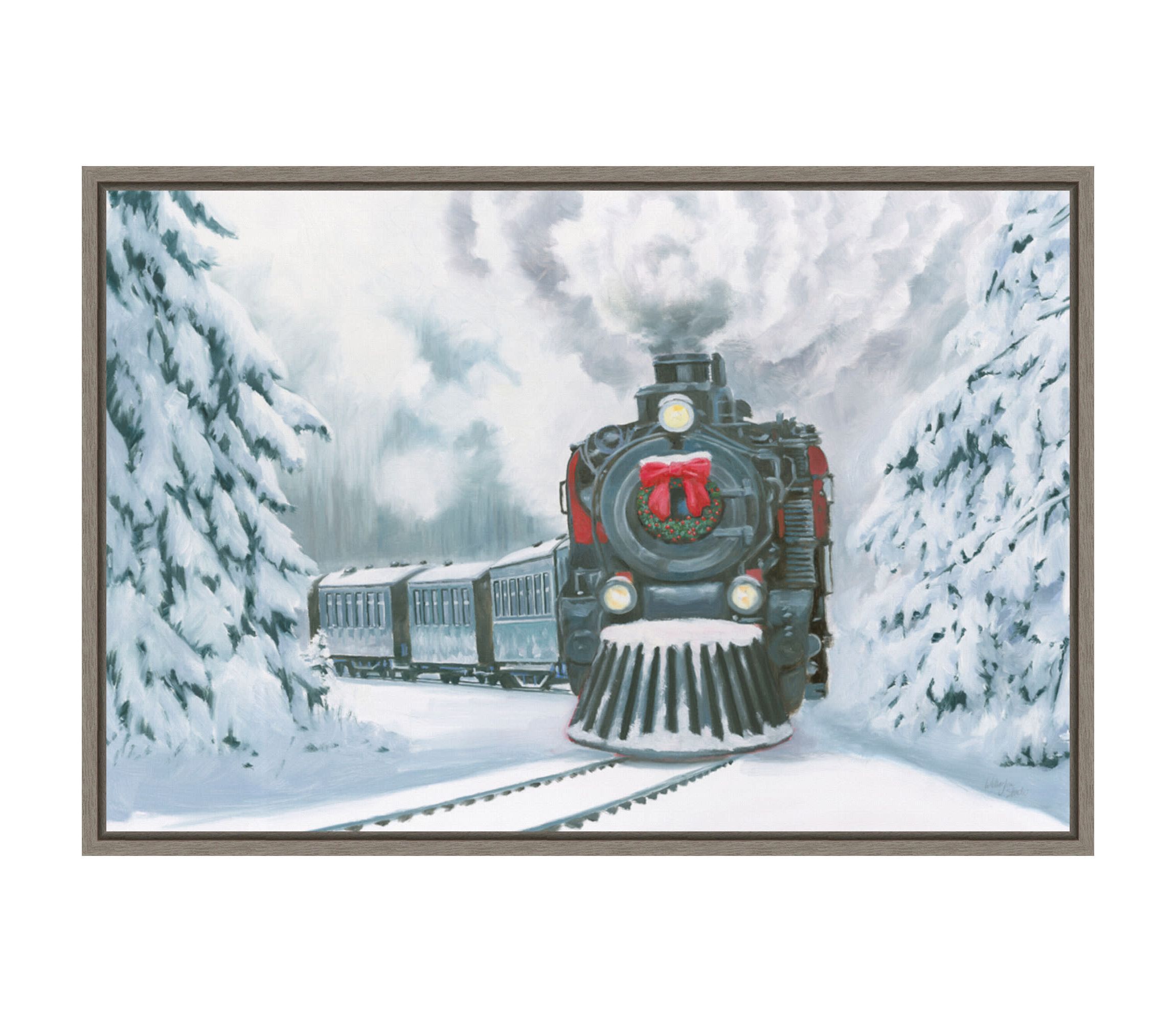 Christmas Train Framed Canvas Wall Art Print
