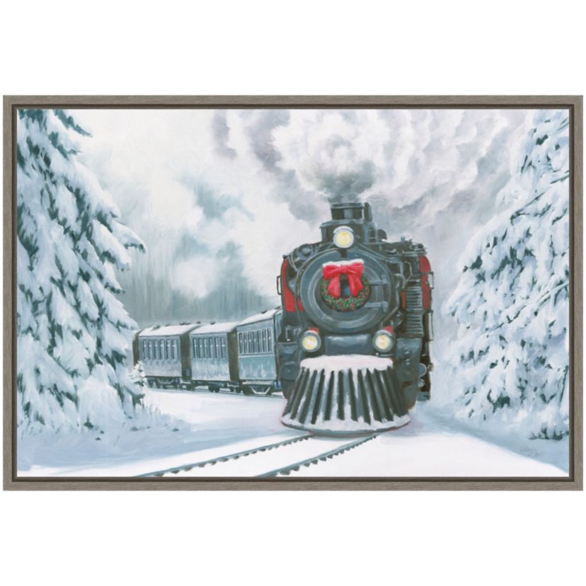 Christmas Train Framed Canvas Wall Art Print