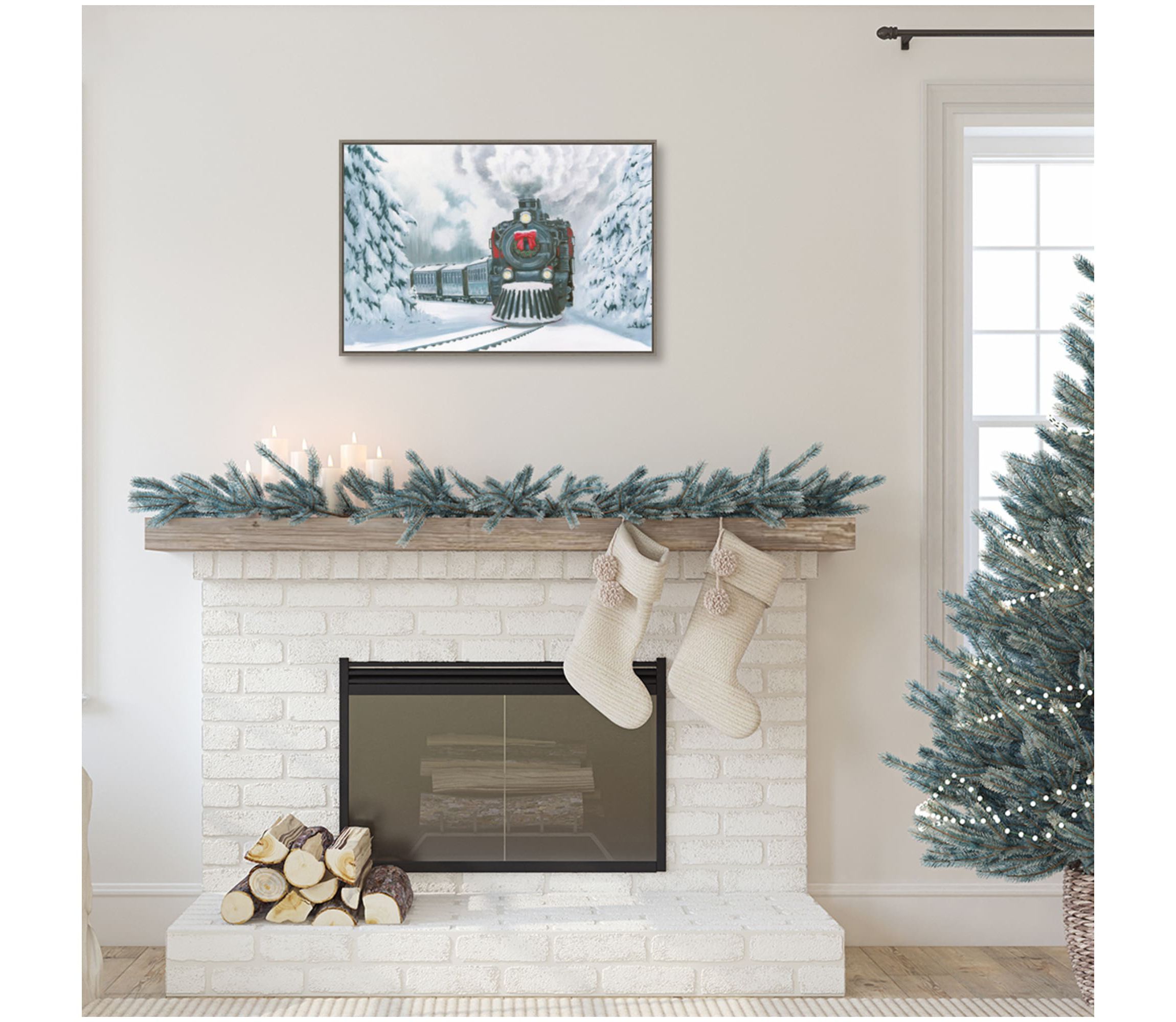 Christmas Train Framed Canvas Wall Art Print