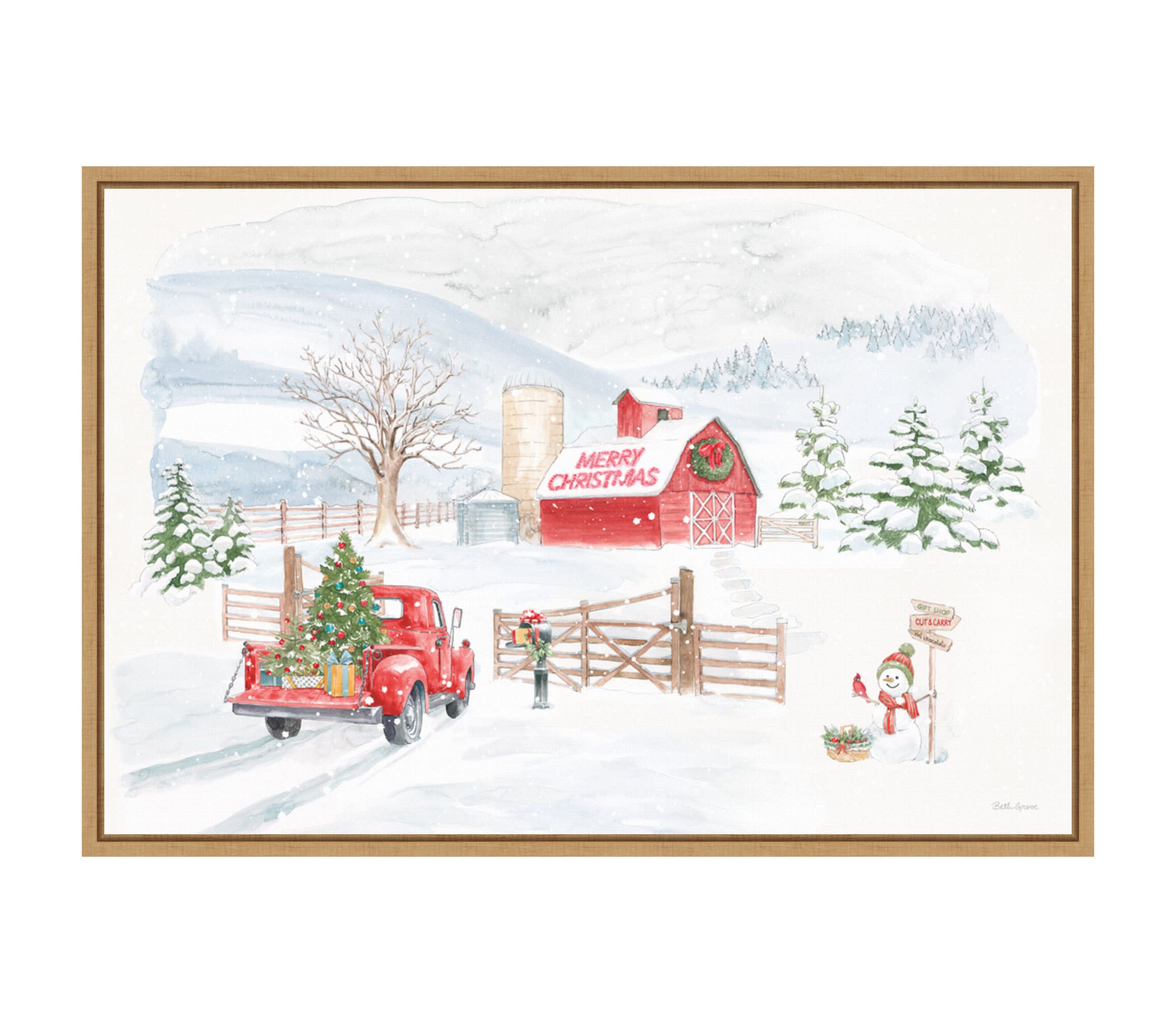 Home For The Holidays I Snowman Framed Canvas Wall Art Print