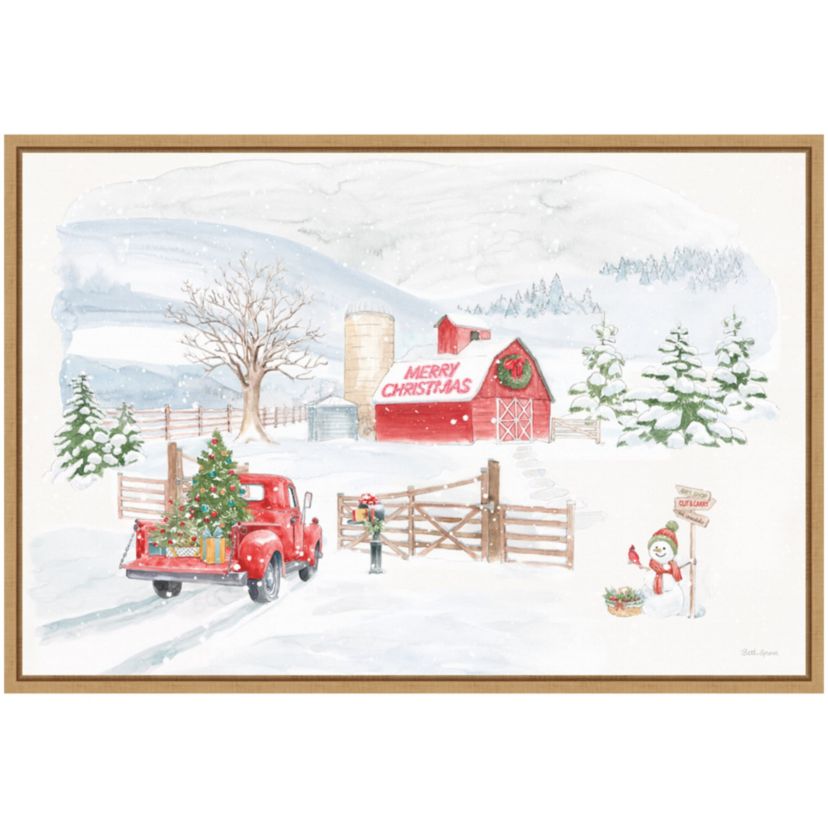 Home For The Holidays I Snowman Framed Canvas Wall Art Print