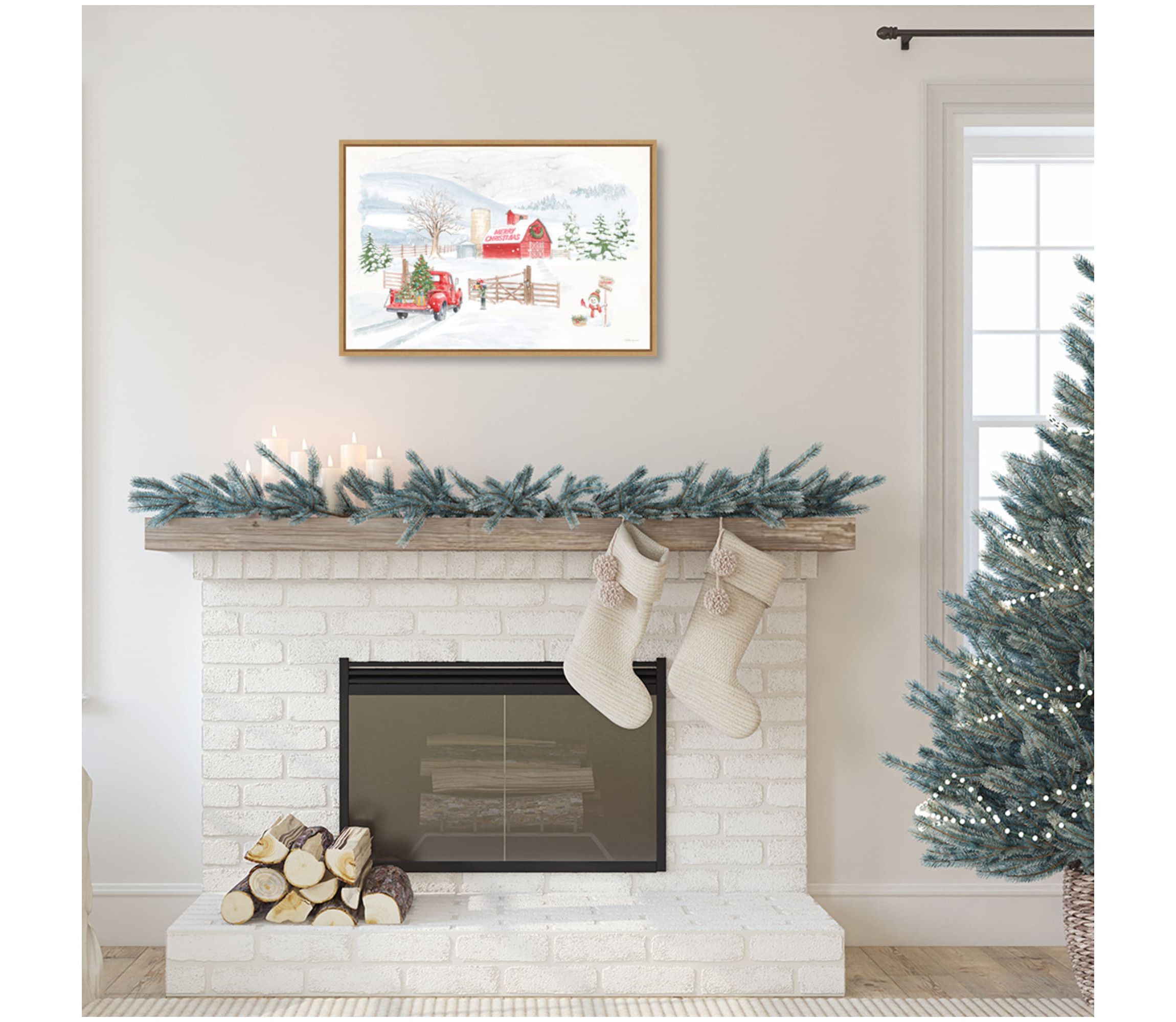 Home For The Holidays I Snowman Framed Canvas Wall Art Print