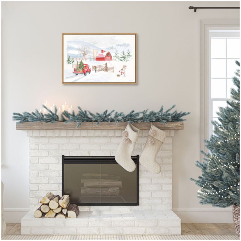 Home For The Holidays I Snowman Framed Canvas Wall Art Print