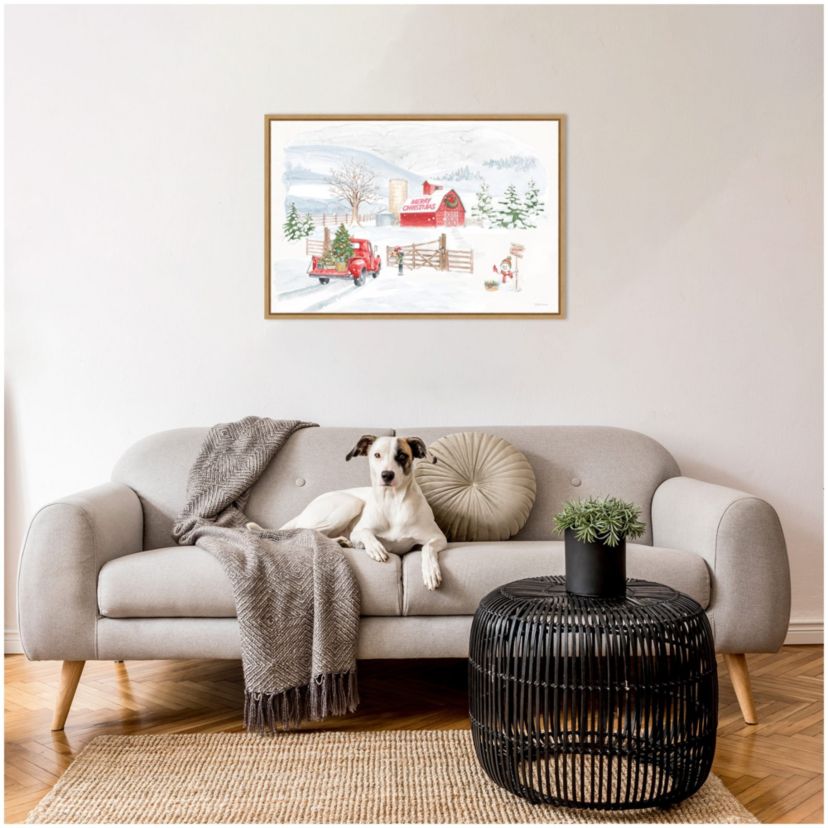 Home For The Holidays I Snowman Framed Canvas Wall Art Print