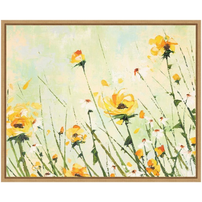 Chrysanthemum and Daisy Field Framed Canvas Wall Art Print