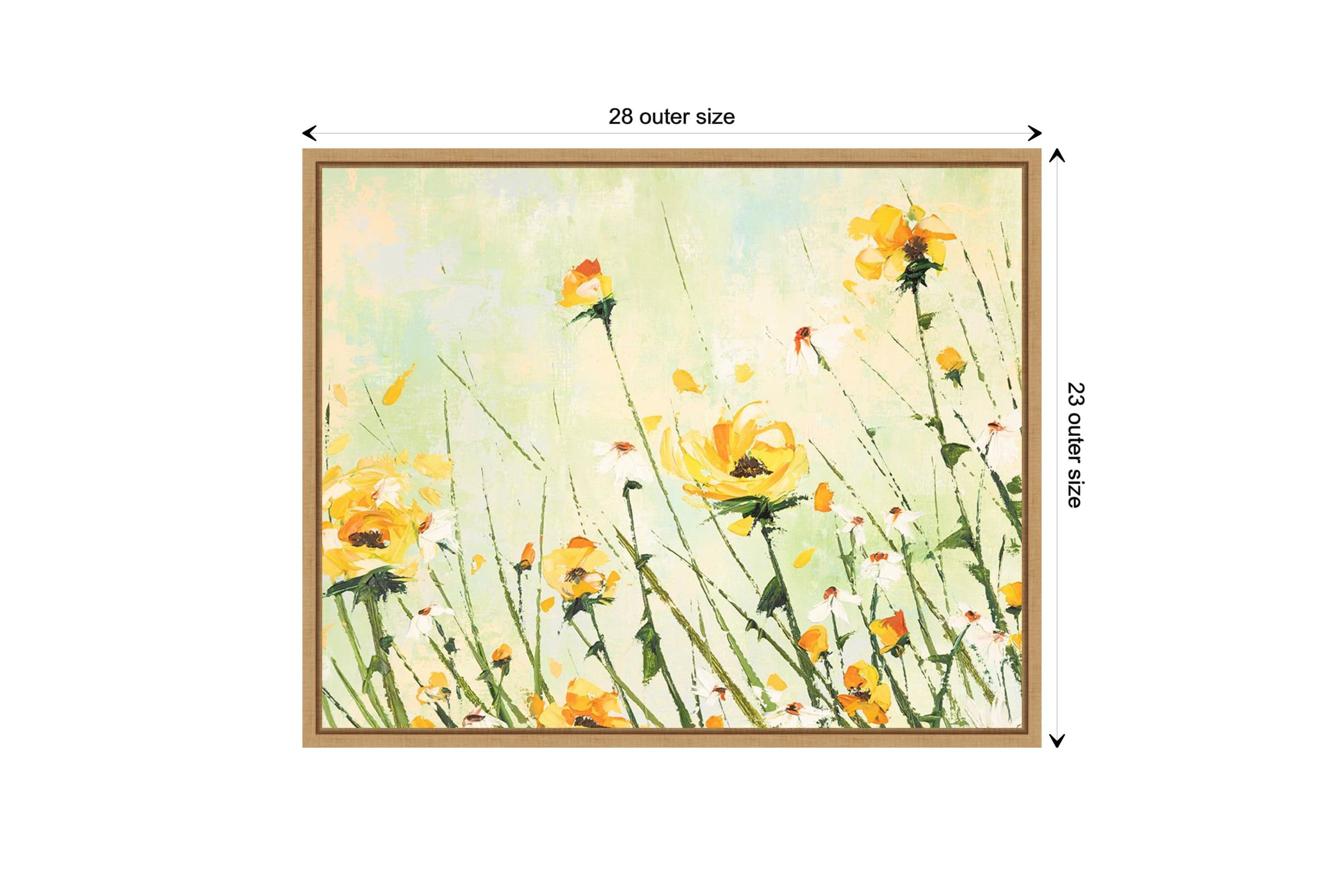 Chrysanthemum and Daisy Field Framed Canvas Wall Art Print