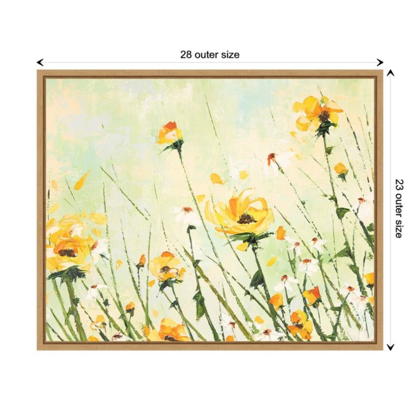Chrysanthemum and Daisy Field Framed Canvas Wall Art Print