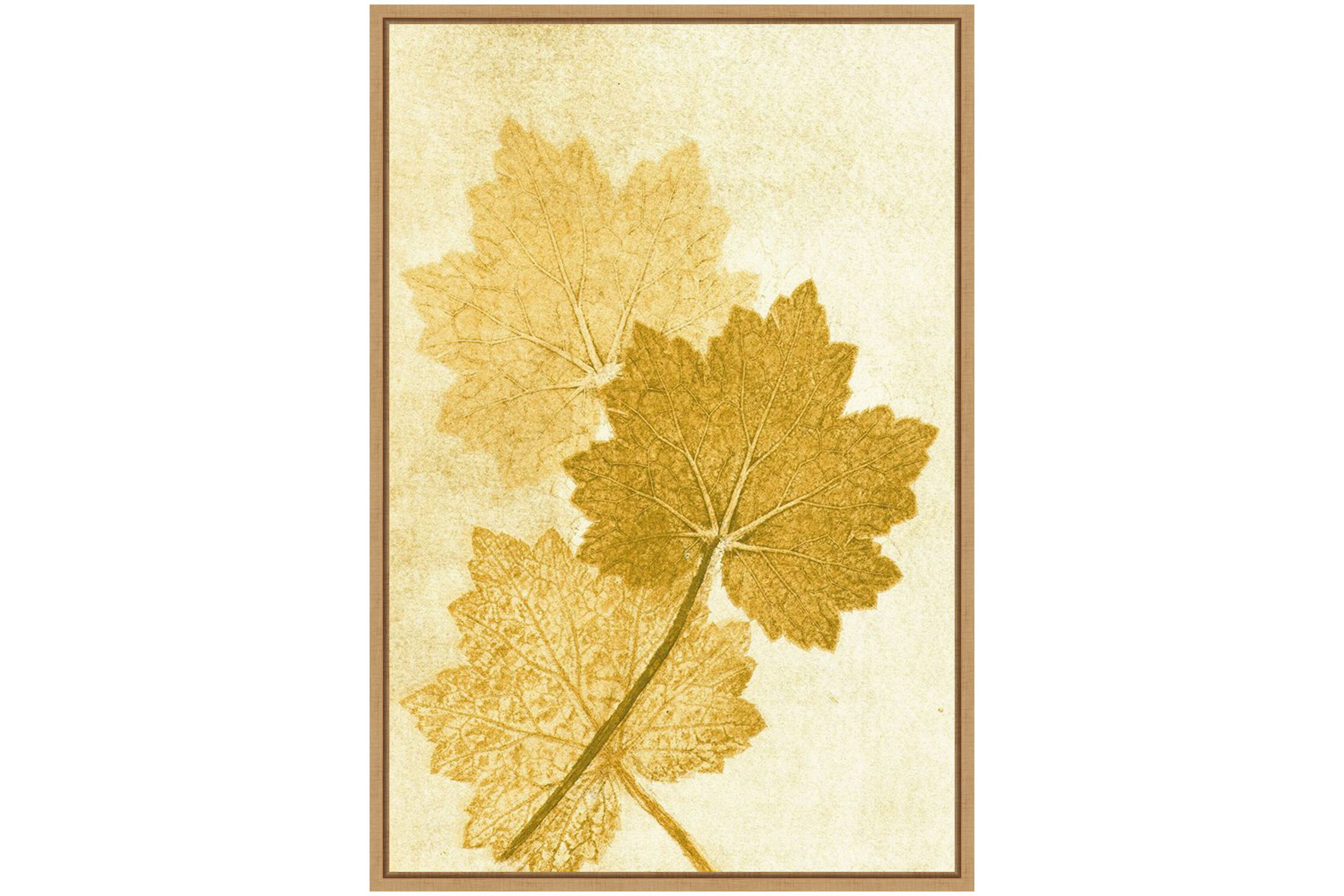 Amber Leaves Framed Canvas Wall Art Print