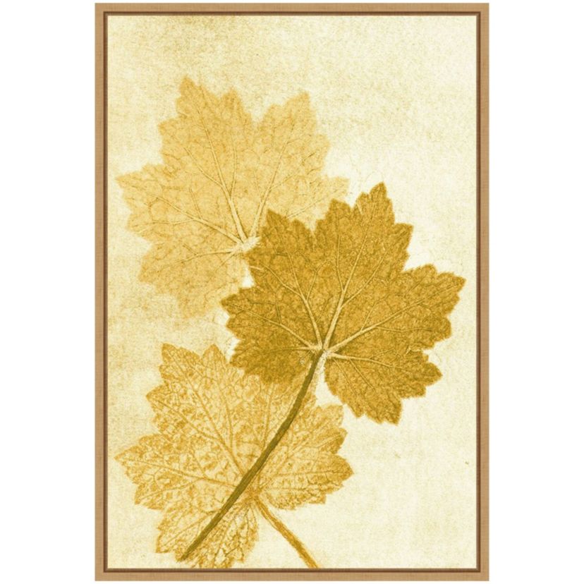 Amber Leaves Framed Canvas Wall Art Print