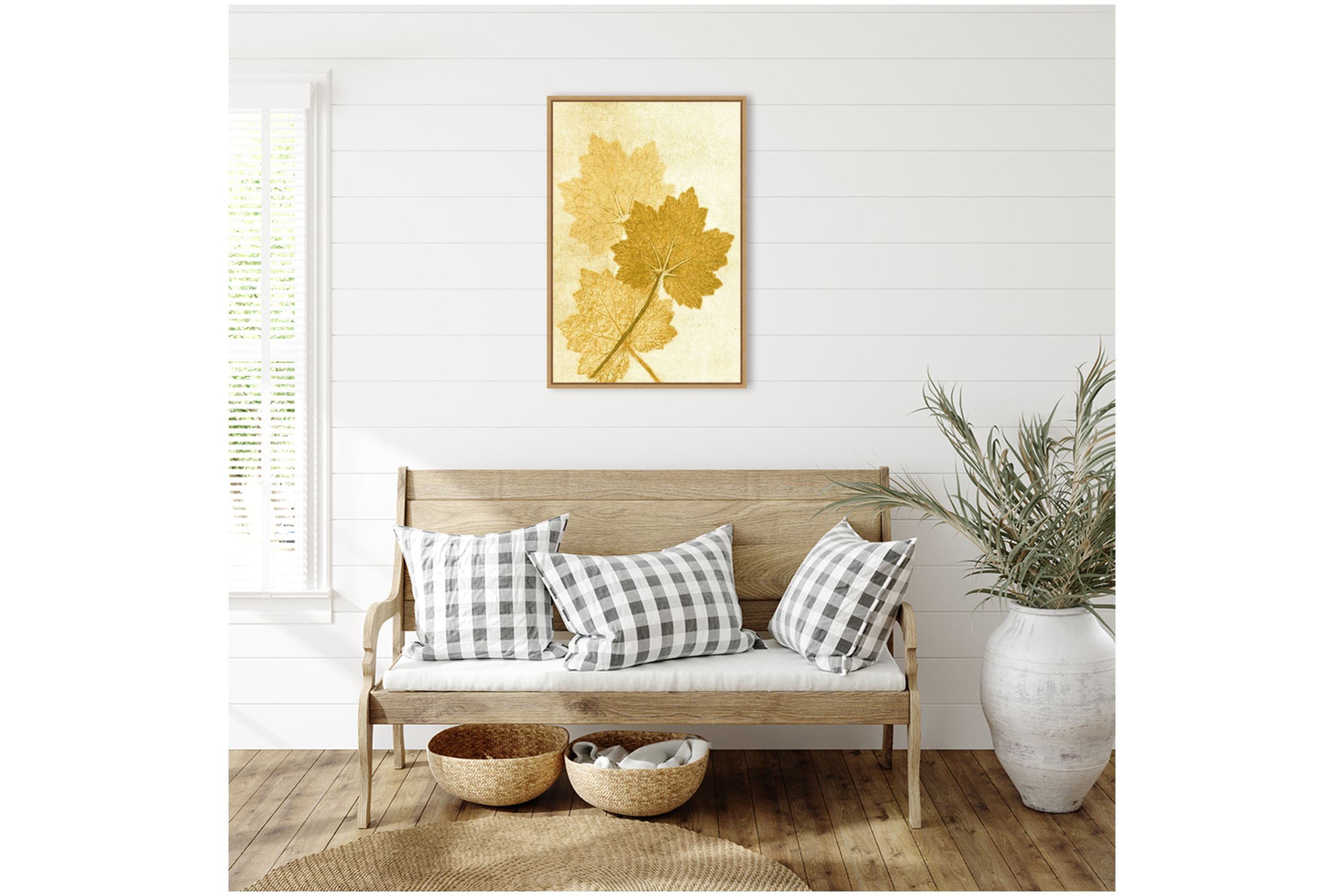 Amber Leaves Framed Canvas Wall Art Print