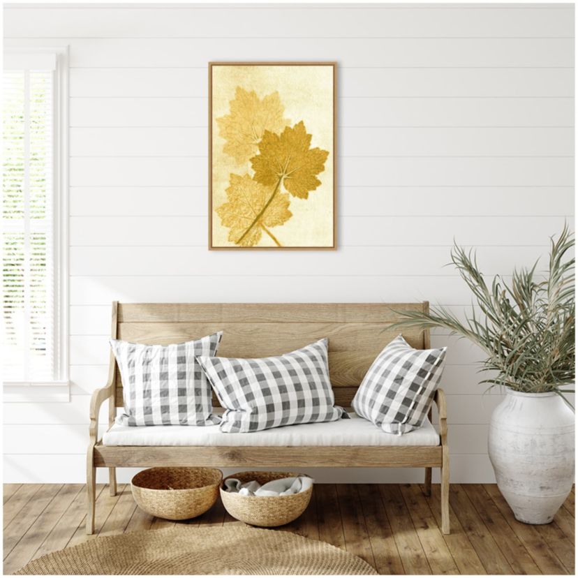 Amber Leaves Framed Canvas Wall Art Print