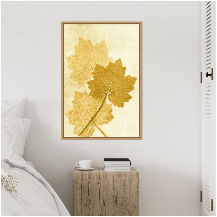 Amber Leaves Framed Canvas Wall Art Print