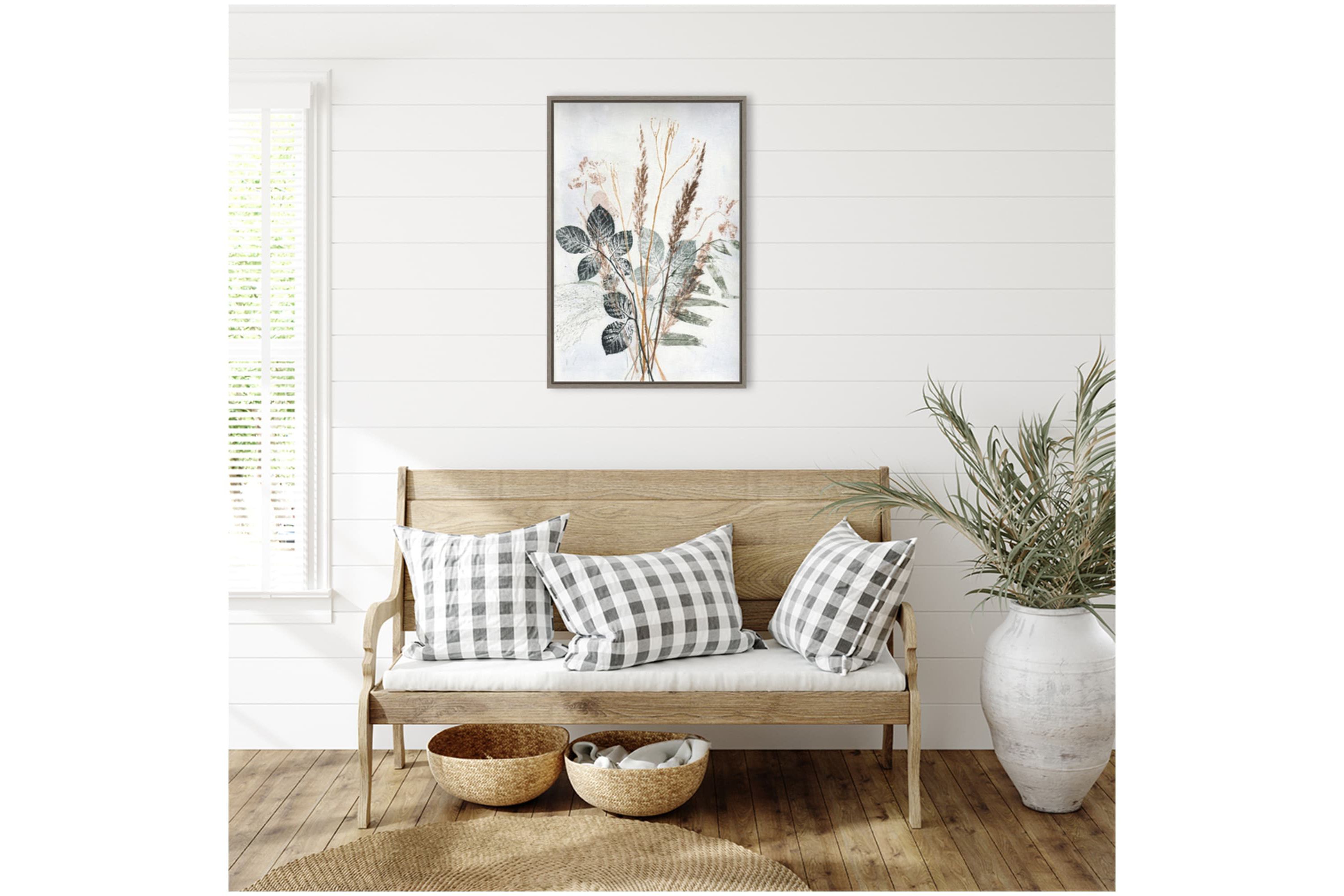 Bouquet 2 Natural Framed Canvas Wall Art Print
