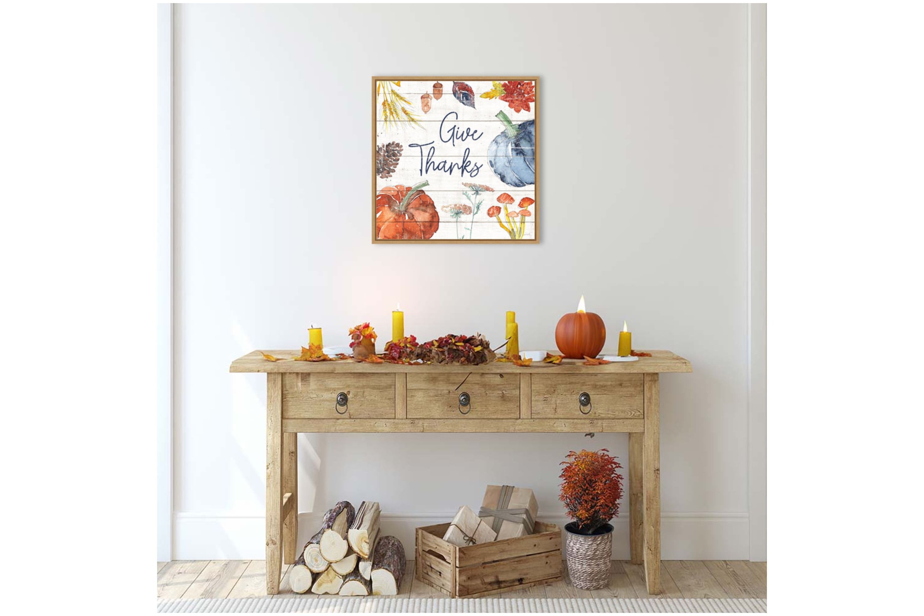 Fall Flair VI Shiplap Framed Canvas Wall Art Print
