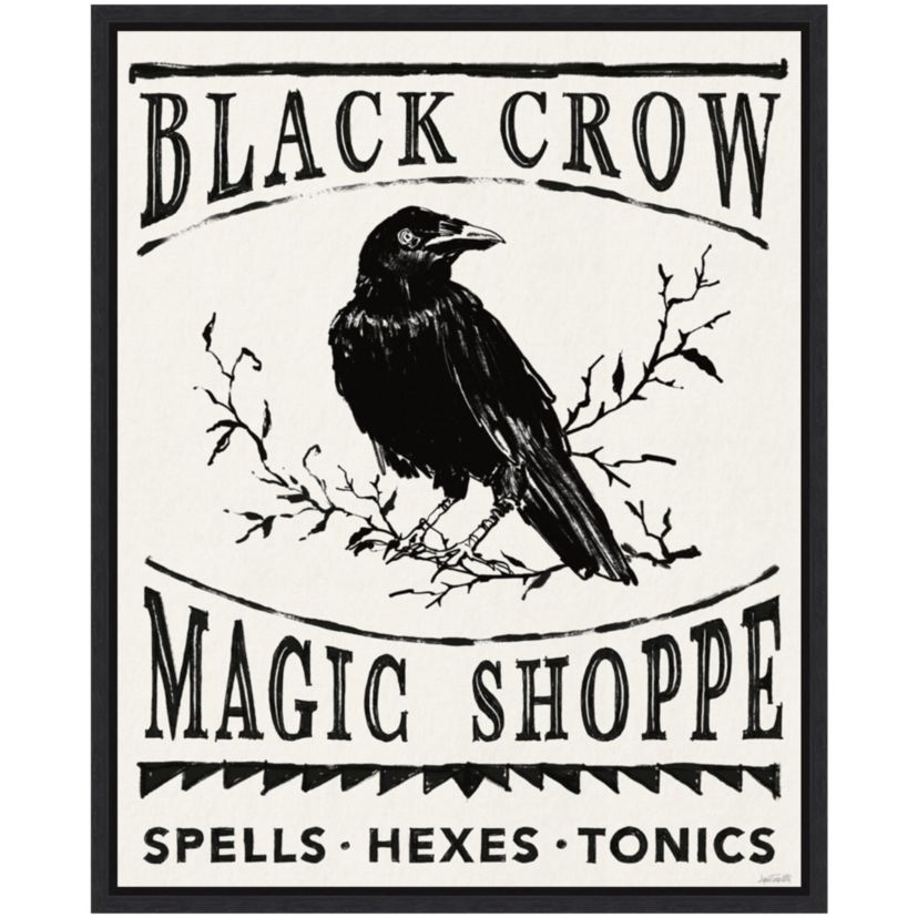 Black Crow Halloween Dark Framed Canvas Wall Art Print