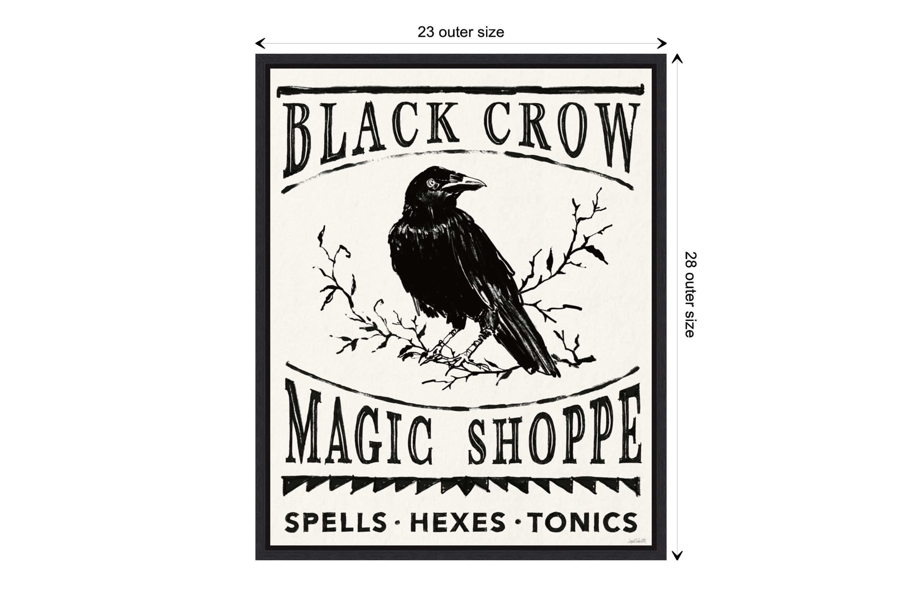 Black Crow Halloween Dark Framed Canvas Wall Art Print