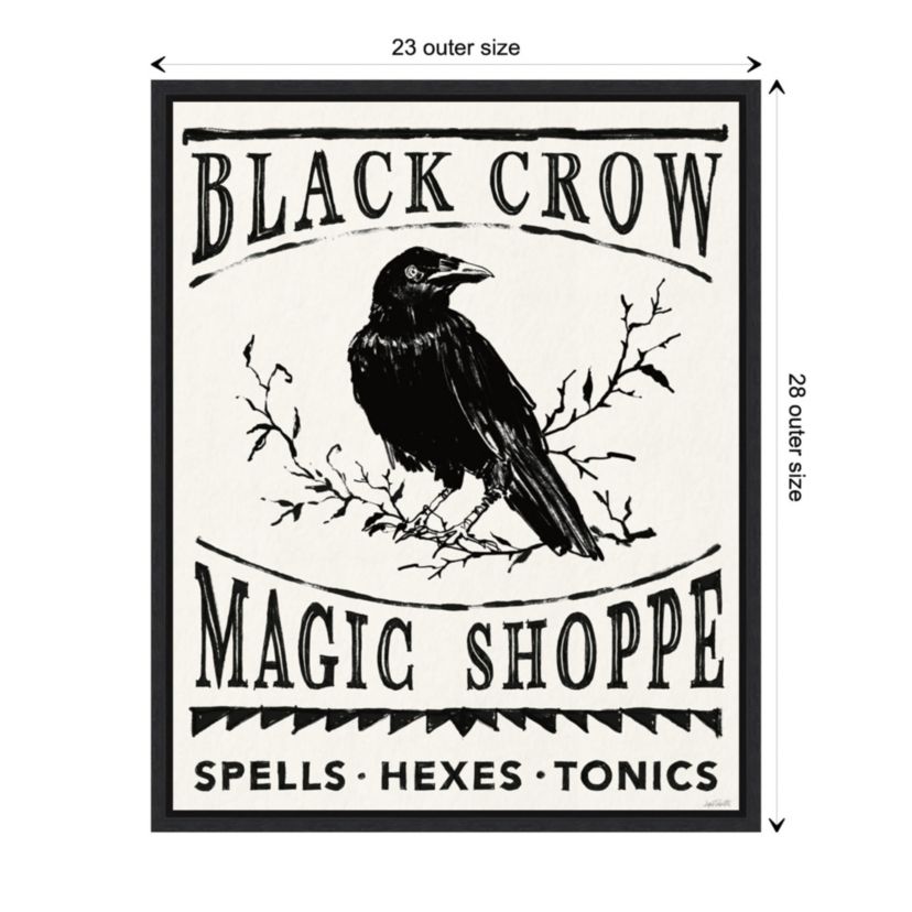 Black Crow Halloween Dark Framed Canvas Wall Art Print
