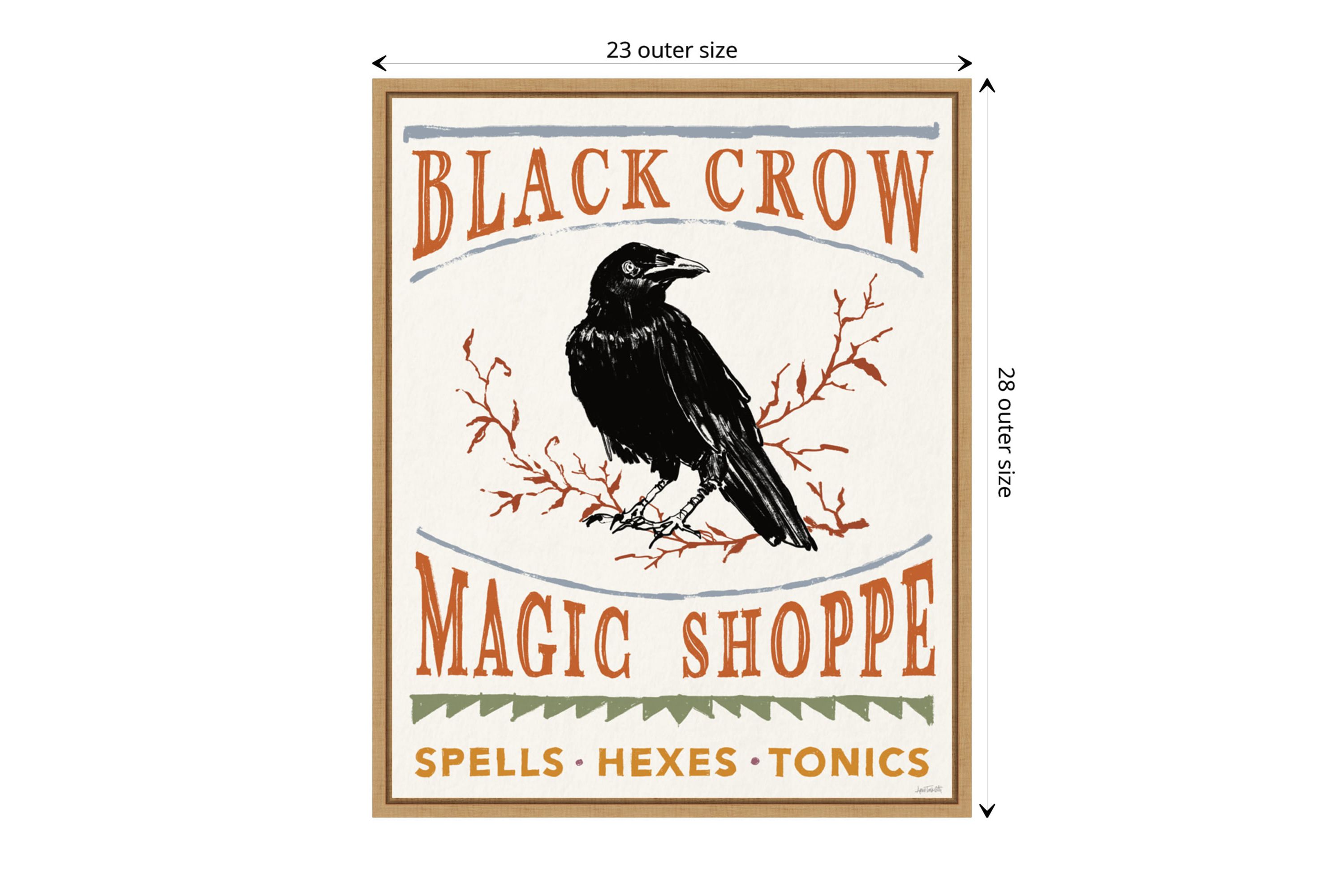 Black Crow Halloween Color Framed Canvas Wall Art Print