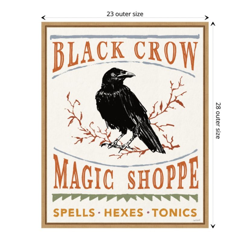 Black Crow Halloween Color Framed Canvas Wall Art Print
