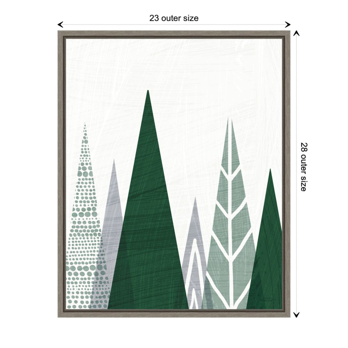 Geometric Forest II Green Gray Framed Canvas Wall Art Print
