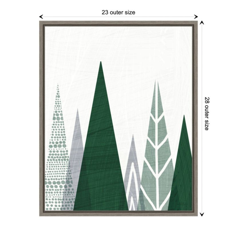 Geometric Forest II Green Gray Framed Canvas Wall Art Print