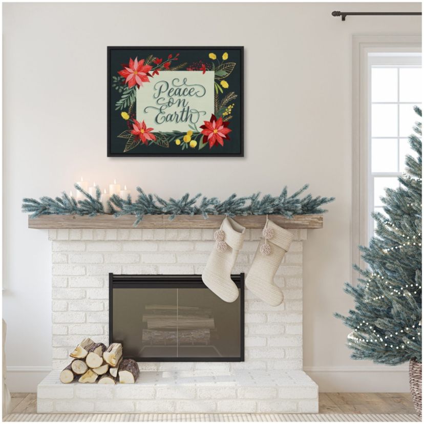 Bright Christmas Night II Framed Canvas Wall Art Print