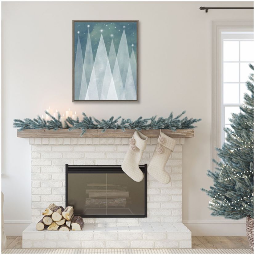 Mod Evergreens II Framed Canvas Wall Art Print