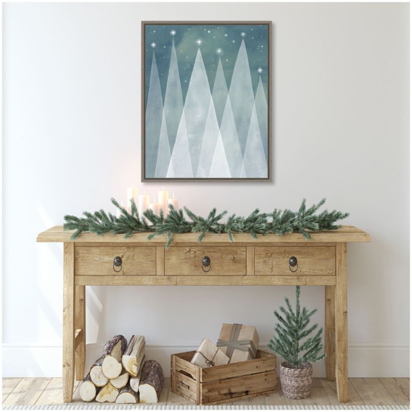 Mod Evergreens II Framed Canvas Wall Art Print