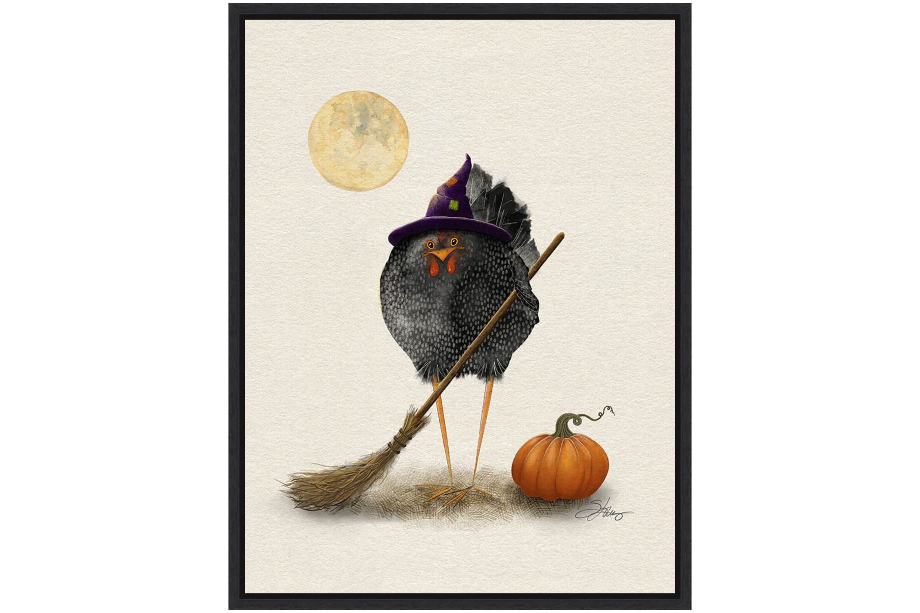 Banshee Halloween Hen Framed Canvas Wall Art Print