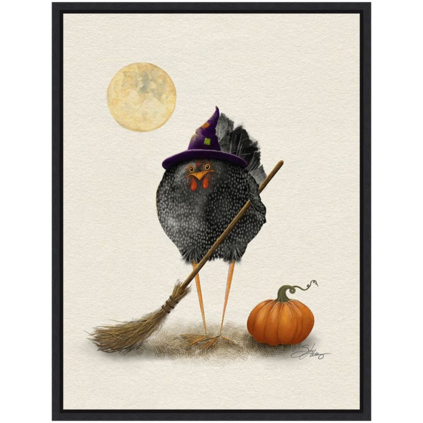 Banshee Halloween Hen Framed Canvas Wall Art Print