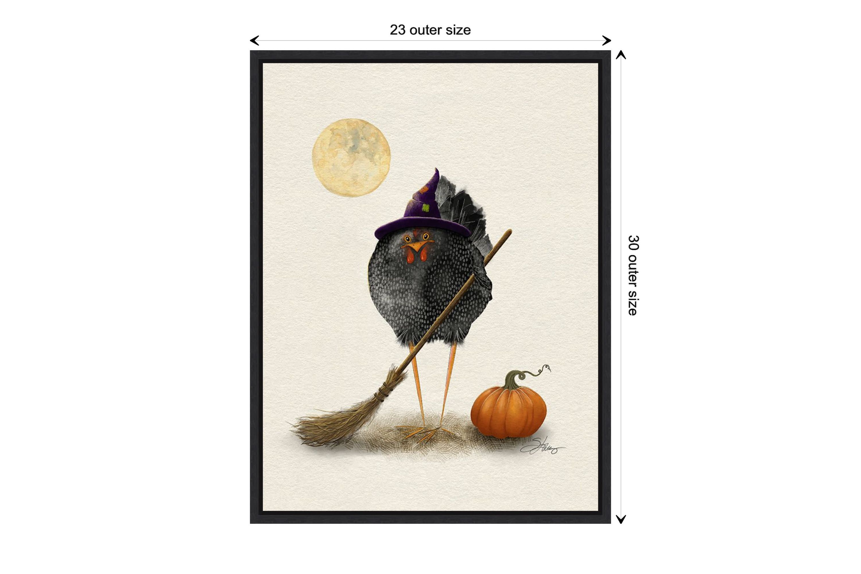 Banshee Halloween Hen Framed Canvas Wall Art Print