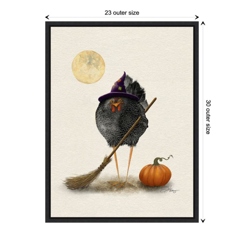 Banshee Halloween Hen Framed Canvas Wall Art Print