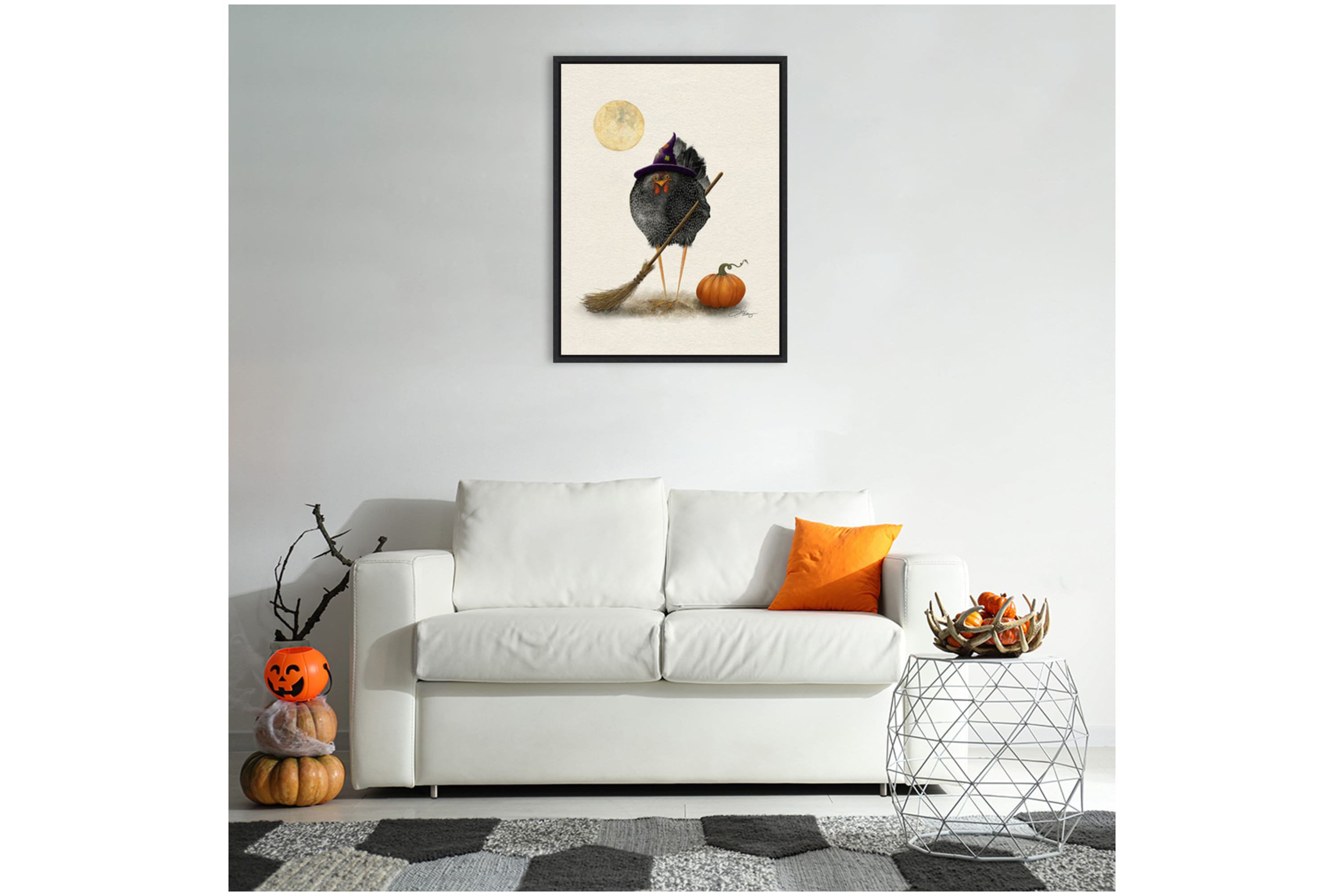 Banshee Halloween Hen Framed Canvas Wall Art Print
