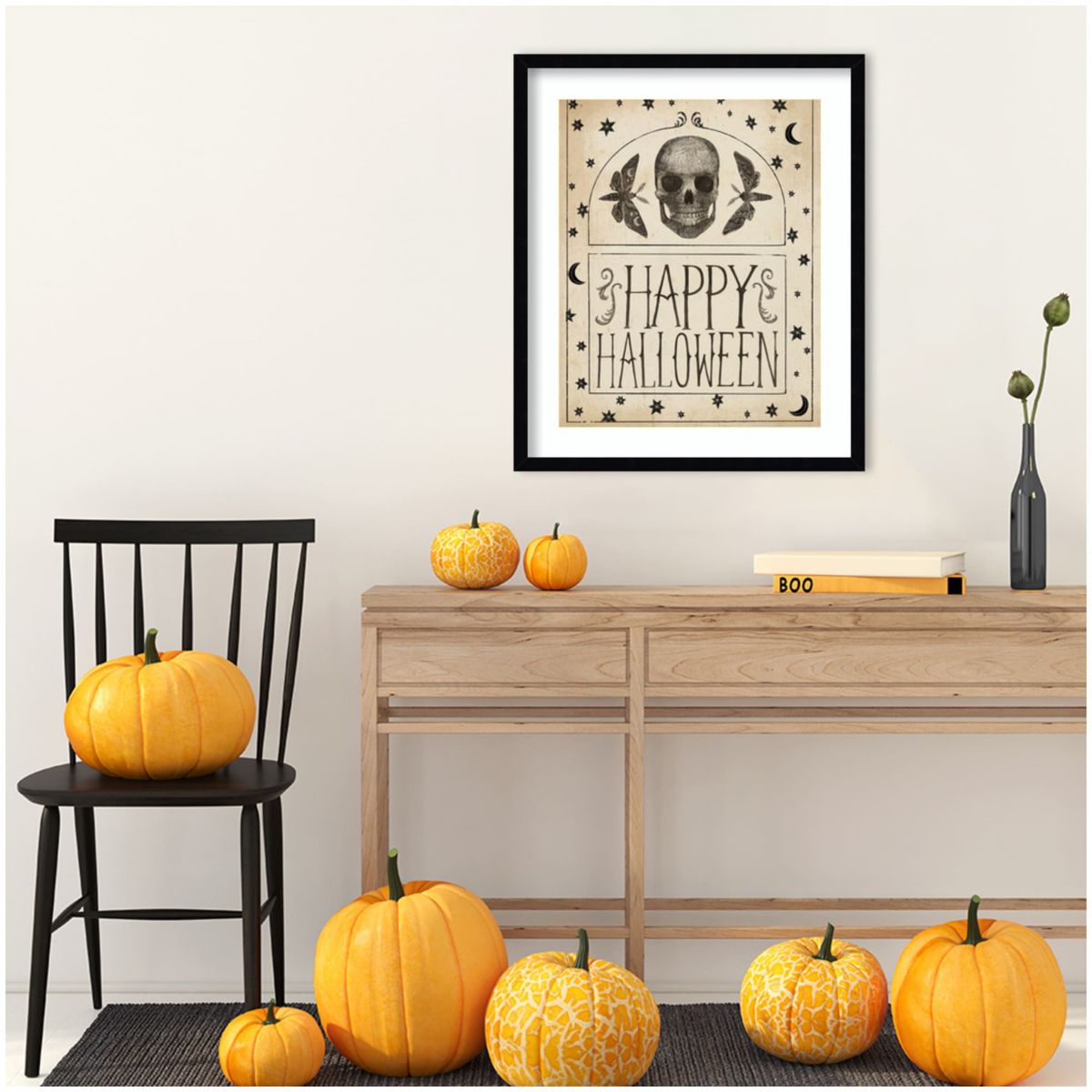 Hocus Pocus II Stars and Skull by Sara Zieve Miller Wood Framed Wall Art Print