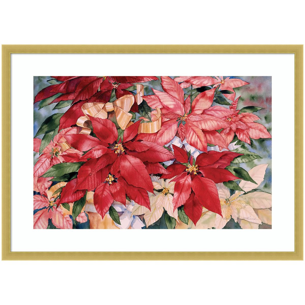 Poinsettia by Kathleen Parr McKenna Wood Framed Wall Art Print