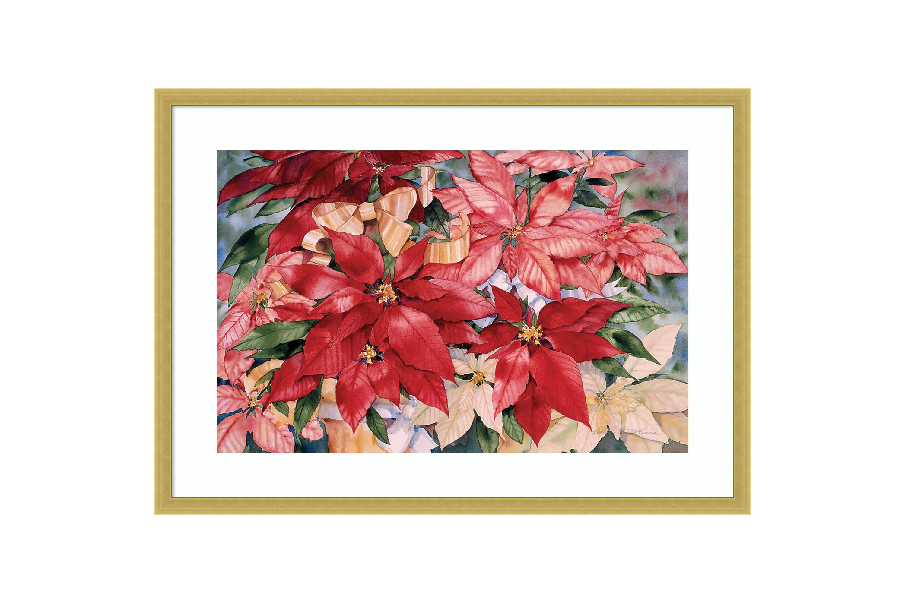 Poinsettia by Kathleen Parr McKenna Wood Framed Wall Art Print