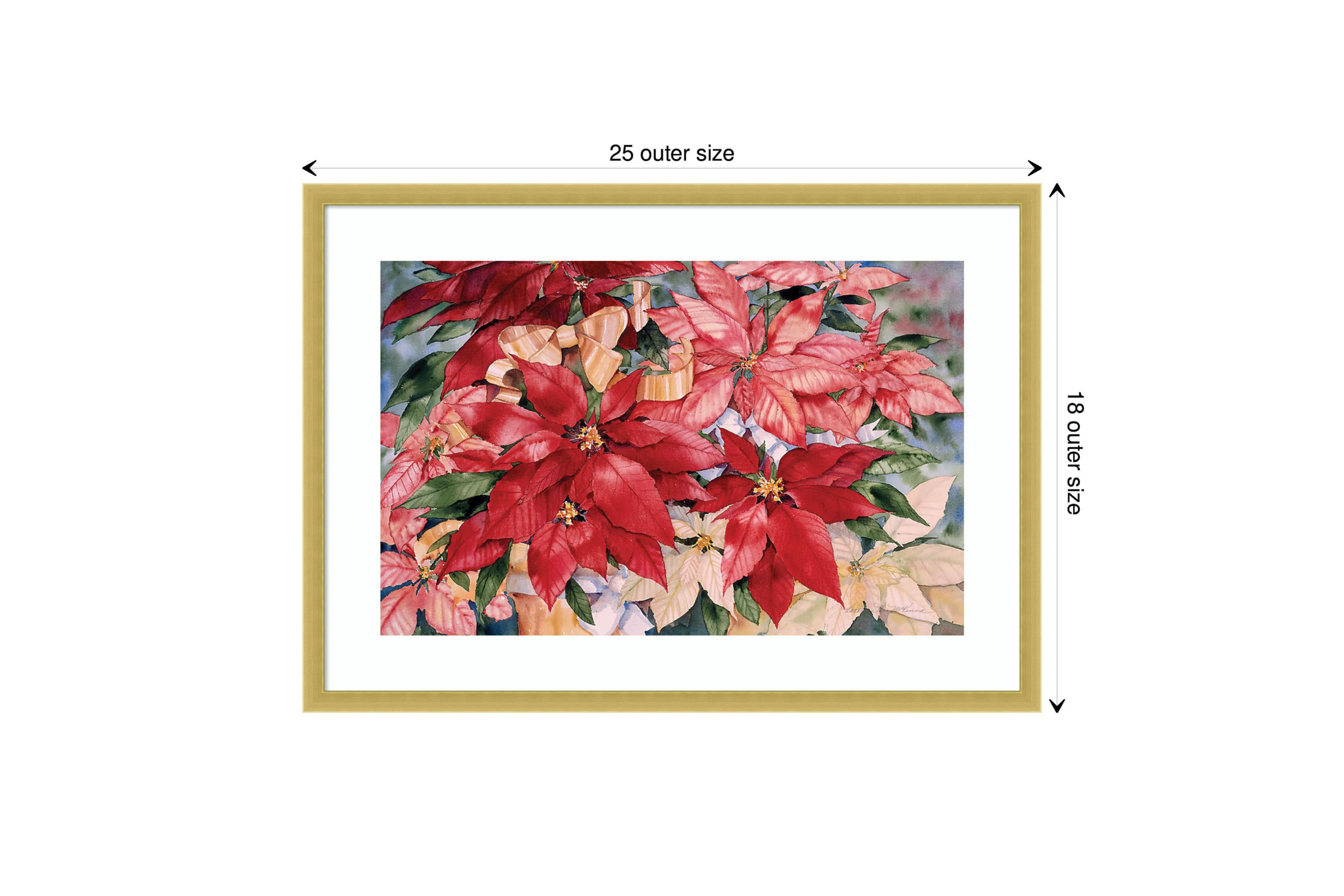 Poinsettia by Kathleen Parr McKenna Wood Framed Wall Art Print