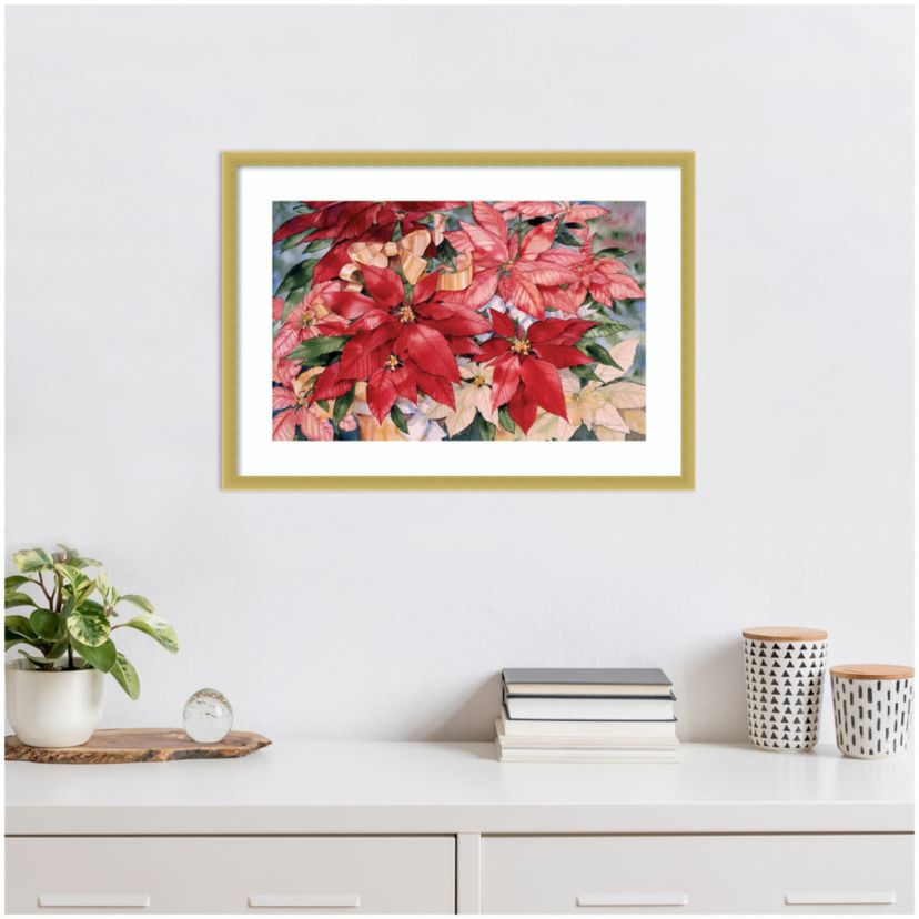 Poinsettia by Kathleen Parr McKenna Wood Framed Wall Art Print