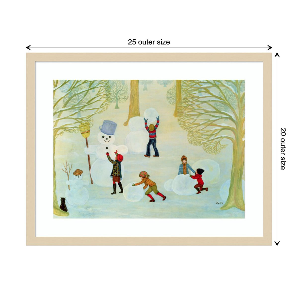 Snowmen by Ditz Wood Framed Wall Art Print