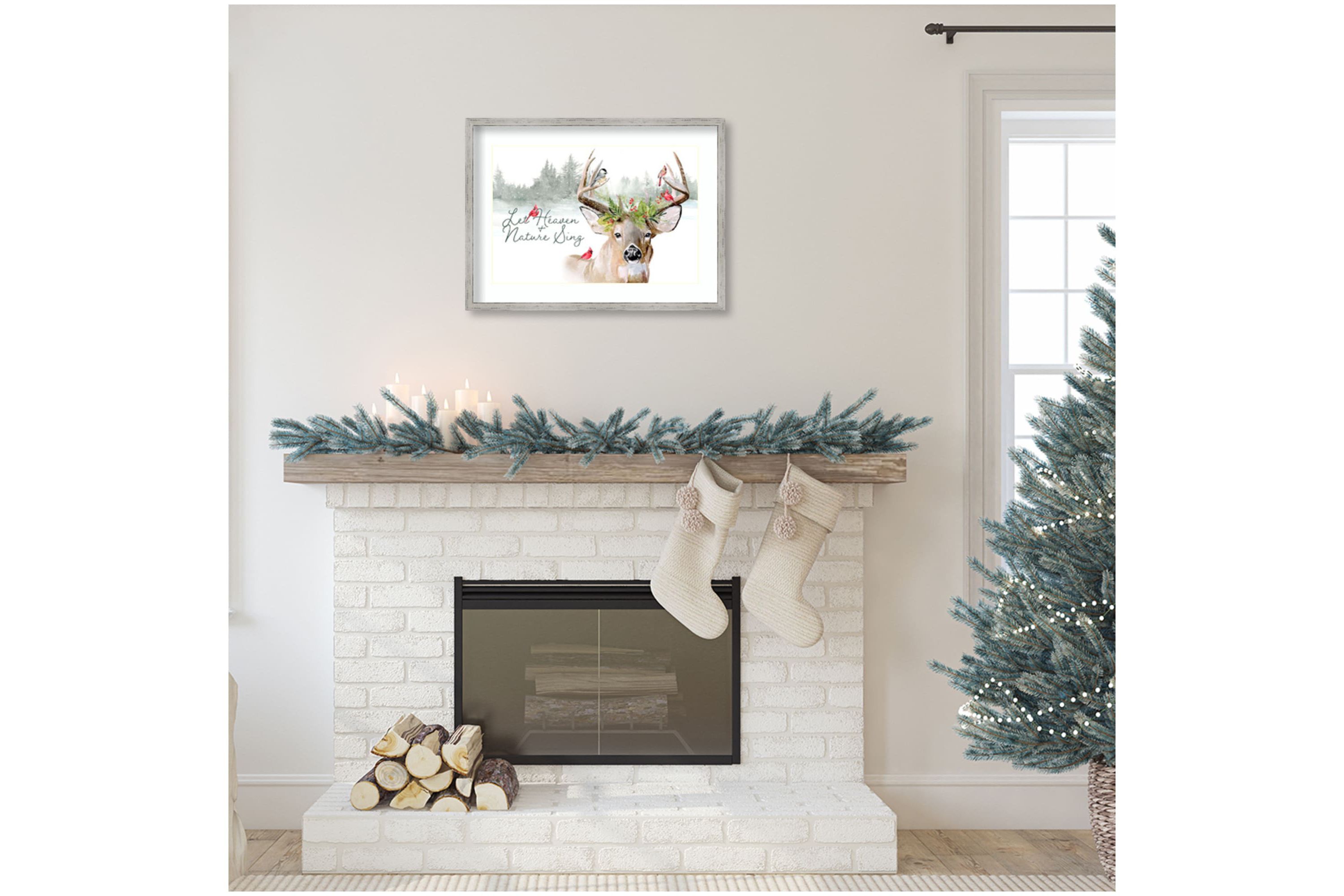 Holiday Deer Collection A by Jennifer Paxton Parker Wood Framed Wall Art Print