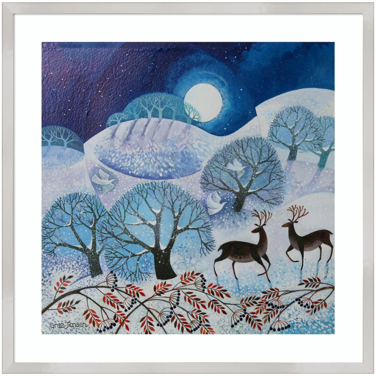Snowy Land by Lisa Graa Jensen Wood Framed Wall Art Print