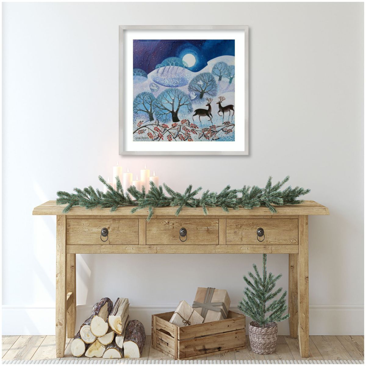 Snowy Land by Lisa Graa Jensen Wood Framed Wall Art Print