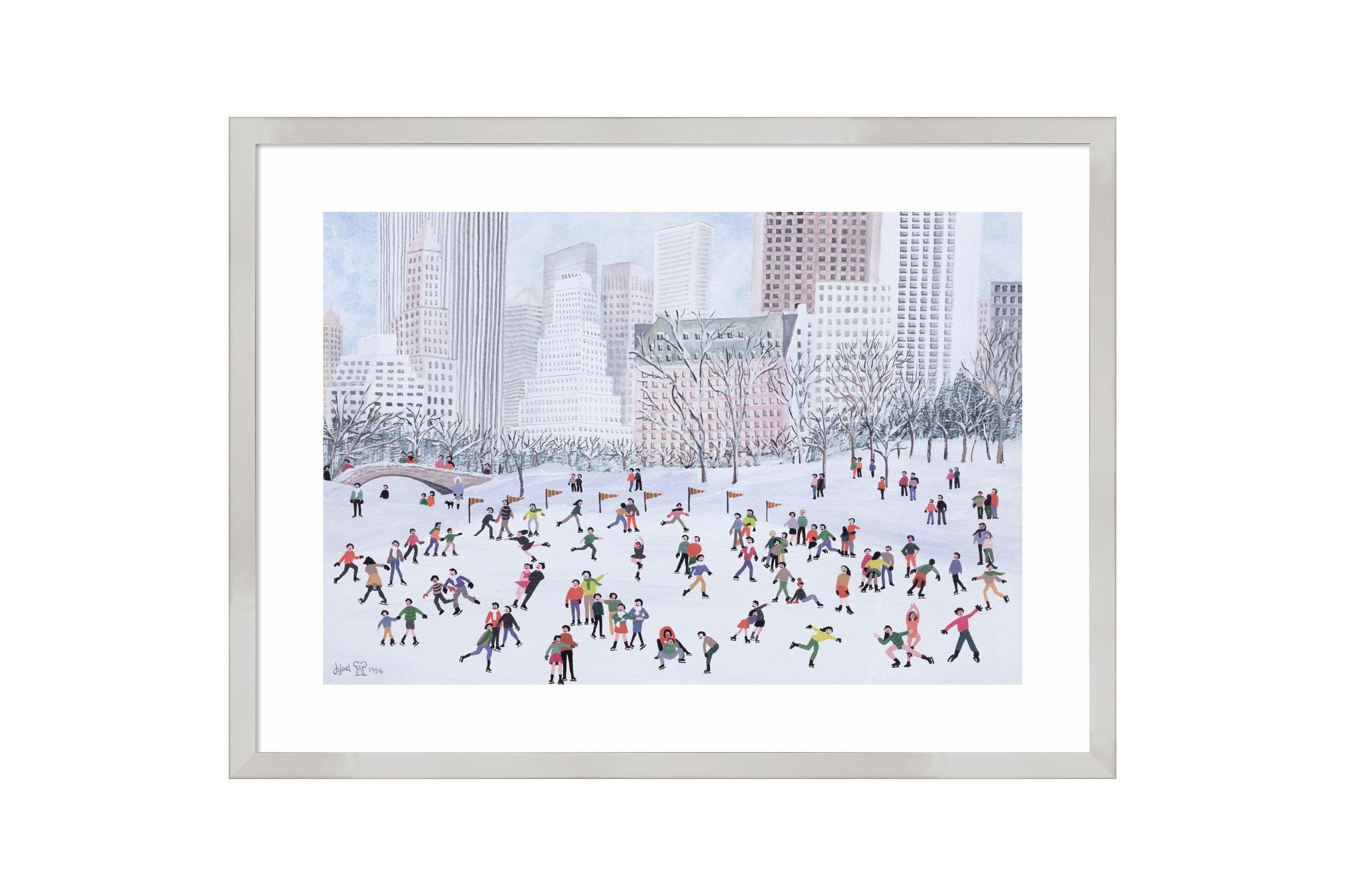 Skating Rink Central Park New York by Judy Joel Wood Framed Wall Art Print