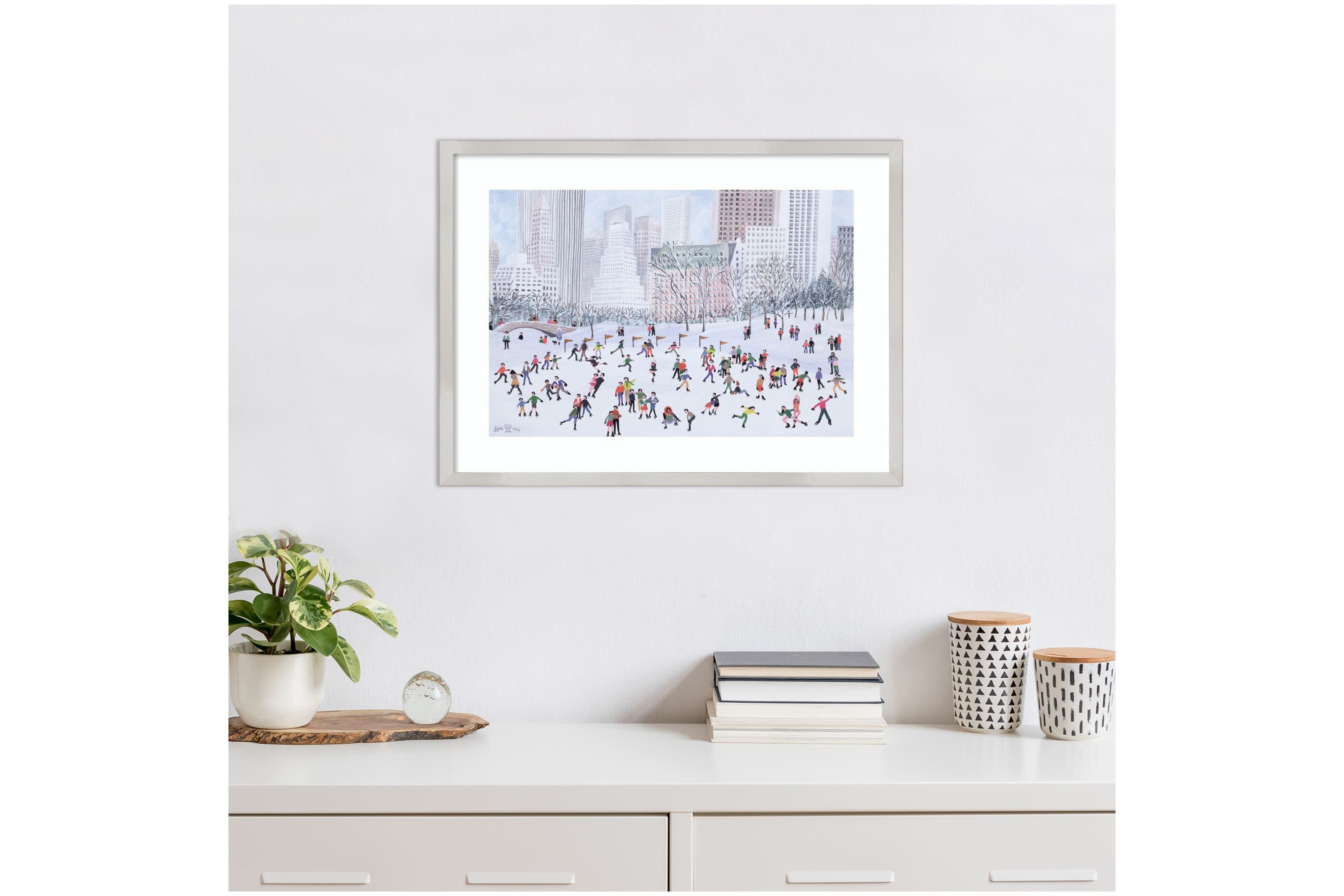 Skating Rink Central Park New York by Judy Joel Wood Framed Wall Art Print