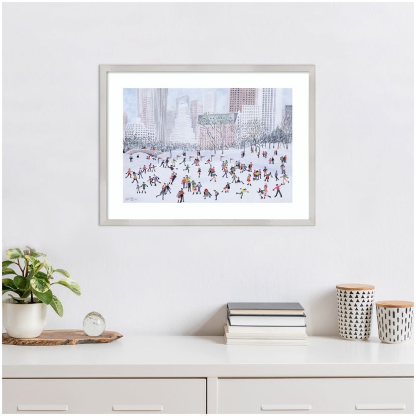 Skating Rink Central Park New York by Judy Joel Wood Framed Wall Art Print