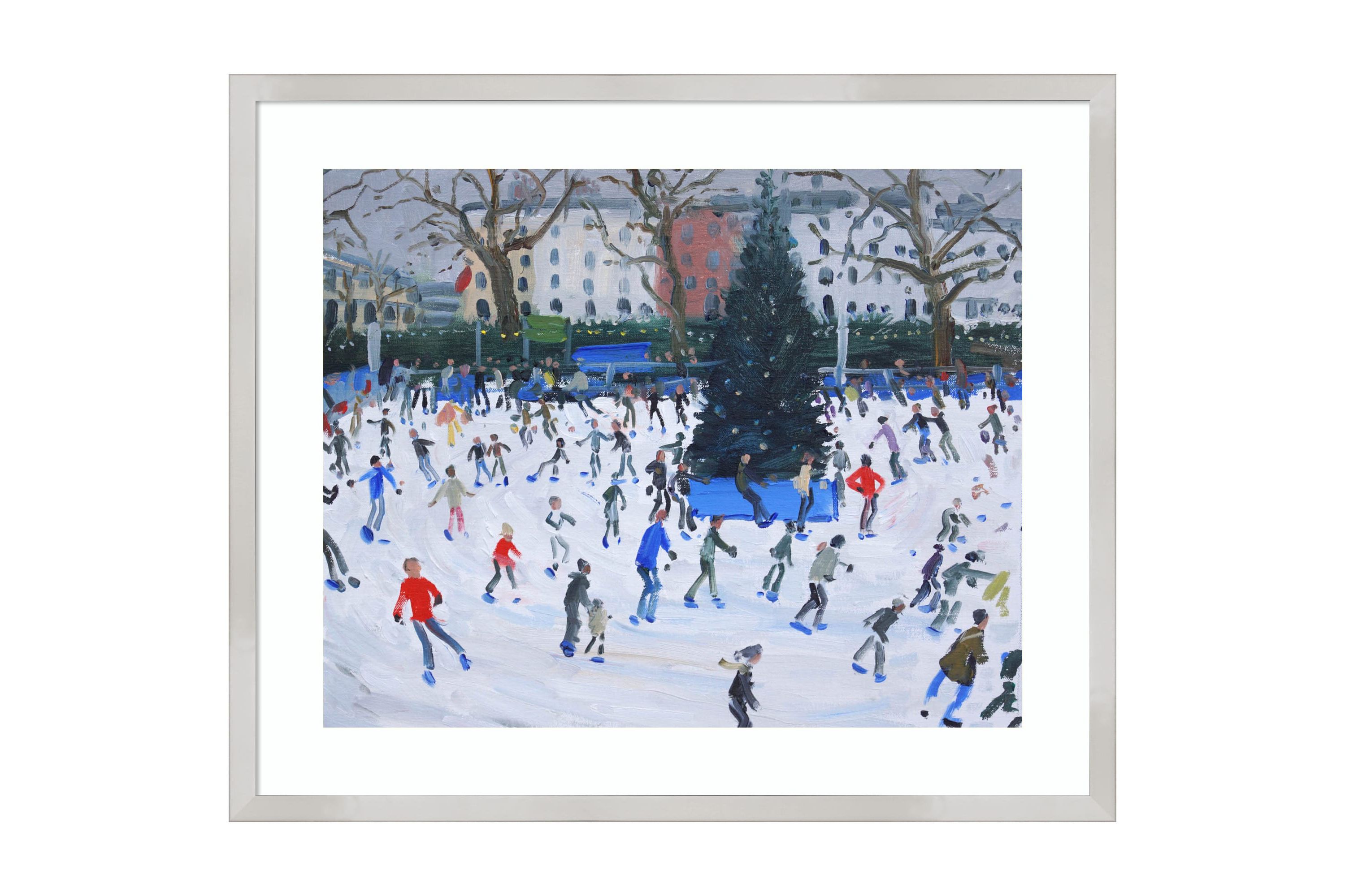 Skating at the Natural History Museum by Andrew Macara Wood Framed Wall Art Print