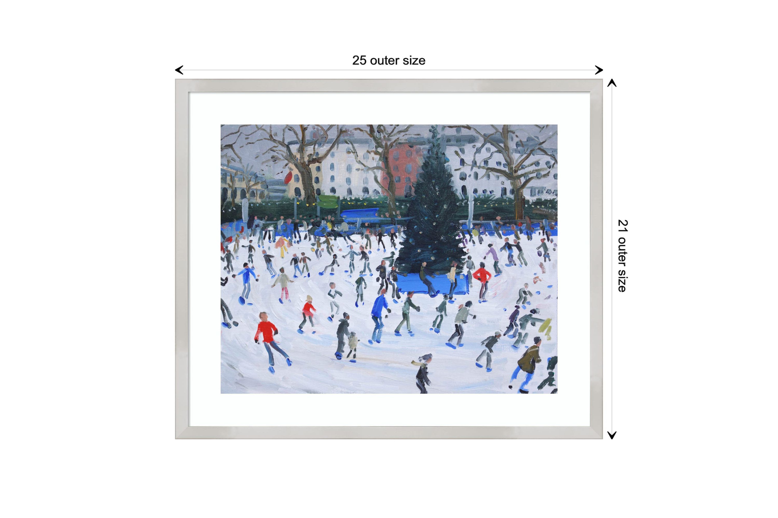Skating at the Natural History Museum by Andrew Macara Wood Framed Wall Art Print